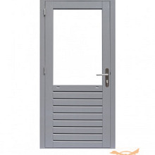 Hardhouten enkele 1-ruits glasdeur Prestige met dubbelglas, linksdraaiend. 109 x 221 cm, grijs gegrond.