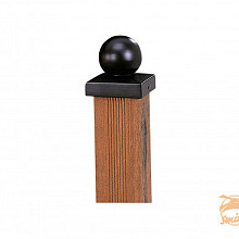 Paalornament bol op plaat 7 x 7 cm. Metaal Zwart