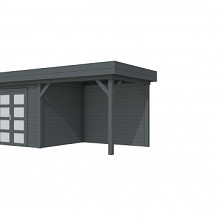 Hillhout Vuren Topvision Tuinhuis Bonte Specht 300 x 250 cm. Met Luifel 300 cm. Met Dubbele Deur