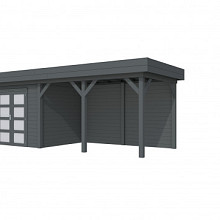 Hillhout Vuren Topvision Tuinhuis Bonte Specht 300 x 250 cm. Met Luifel 400 cm. Met Dubbele Deur