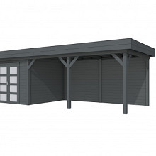 Hillhout Vuren Topvision Tuinhuis Bosuil 300 x 300 cm. Met Luifel 500 cm. Met Dubbele Deur
