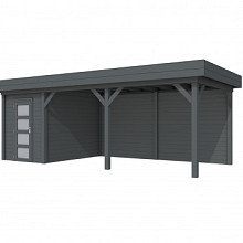 Hillhout Vuren Topvision Tuinhuis Kiekendief 200 x 300 cm. Met Luifel 500 cm. Met Enkele Deur