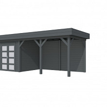 Hillhout vuren Topvision tuinhuis Kolibri 250 x 250 cm met luifel 400 cm, met dubbele deur