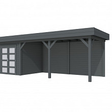 Hillhout Vuren Topvision Tuinhuis Kolibri 250 x 250 cm. Met Luifel 500 cm. Met Dubbele Deur