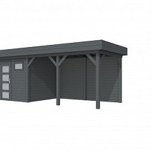 Hillhout Vuren Topvision Tuinhuis Kuifmees 250 x 250 cm. Met Luifel 400 cm. Met Enkele Deur En Raam