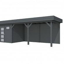 Hillhout Vuren Topvision Tuinhuis Kuifmees 250 x 250 cm. Met Luifel 500 cm. Met Enkele Deur En Raam