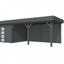 Hillhout Vuren Topvision Tuinhuis Parelhoen 400 x 300 cm. Met Luifel 500 cm. Met Dubbele Deur