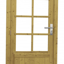 Vuren enkele 8-ruits deur inclusief kozijn, linksdraaiend. 91 x 201 cm