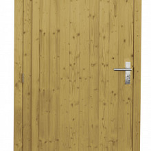 Vuren enkele dichte deur extra breed inclusief kozijn, linksdraaiend. 114 x 201 cm, groen geïmpregneerd.
