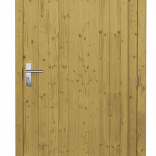 Vuren enkele dichte deur extra breed inclusief kozijn, rechtsdraaiend. 114 x 201 cm, groen geïmpregneerd.