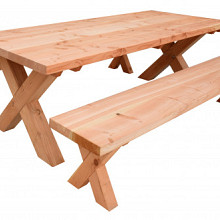 Tuinset Xavi Excellent, 2 x bank en 1 x tafel, onbehandeld.