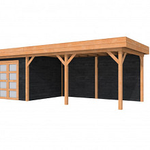 Hillhout Douglas Topvision Tuinhuis Roek 298 x 298 cm. Luifel 500 cm. Met Dubbele Deur