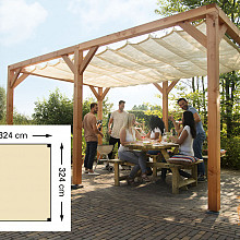 Douglas Pergola houtpakket 324 x 324 cm t.b.v. Schaduwdoek 290 x 300 cm, kleurloos geïmpregneerd.