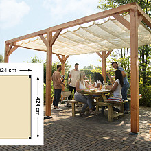 Douglas Pergola houtpakket 324 x 424 cm t.b.v. Schaduwdoek 290 x 400 cm, kleurloos ge#mpregneerd.