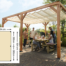 Douglas Pergola houtpakket 324 x 524 cm t.b.v. Schaduwdoek 290 x 500 cm, kleurloos ge#mpregneerd.