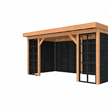Douglasvision buitenverblijf Comfort 500 x 270 cm, basis kleurloos geimpregneerd, wanden zwart geimpregneerd.