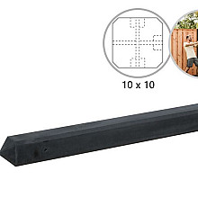 Betonpaal T-Paal Antraciet Glad Met Diamantkop 10x10x280 cm. W13247