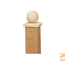 Paalornament Bol  8 x 8 cm. Hout