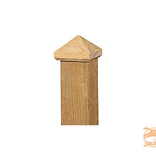 Paalornament Piramide 7x7 cm. Hout