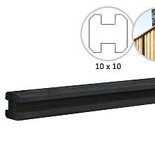 Betonpaal Glad Met Vellingkant, v.z.v. Sleuf, 10x10x270 cm. Antraciet, Ongecoat, Tussenpaal  W32400