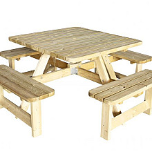 Picknicktafel Vierkant, 40 mm. Dik, Bladmaat 115 x 115 cm.  1022808