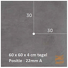 Boorgat 60x60 Tegel Positie 22 mm. A