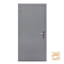 Hardhouten enkele dichte deur Prestige, linksdraaiend. 109 x 221 cm, grijs gegrond.