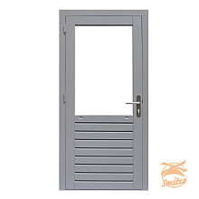 Hardhouten enkele 1-ruits glasdeur Prestige met dubbelglas, linksdraaiend. 109 x 221 cm, grijs gegrond.