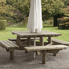 Picknicktafel Leuven 195x195  Vierkant, Dikte 45 mm.