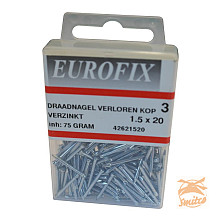 Draadnagel 1.5X20 VK (75GR) verzinkt blister Eurofix