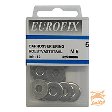 Carrosseriering  M6 (12ST) RVS blister Eurofix